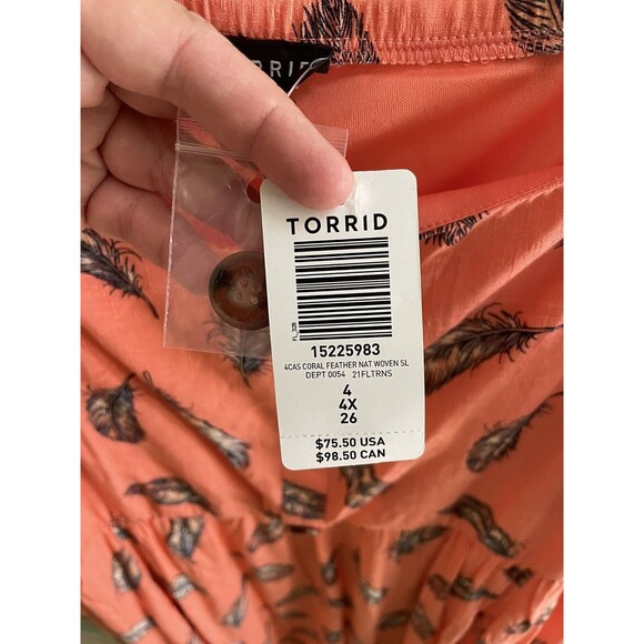 NWT Torrid Cross Hatch Pinafore Midi Dress - Feather Coral Prairie Beachcore 4X - Picture 9 of 12